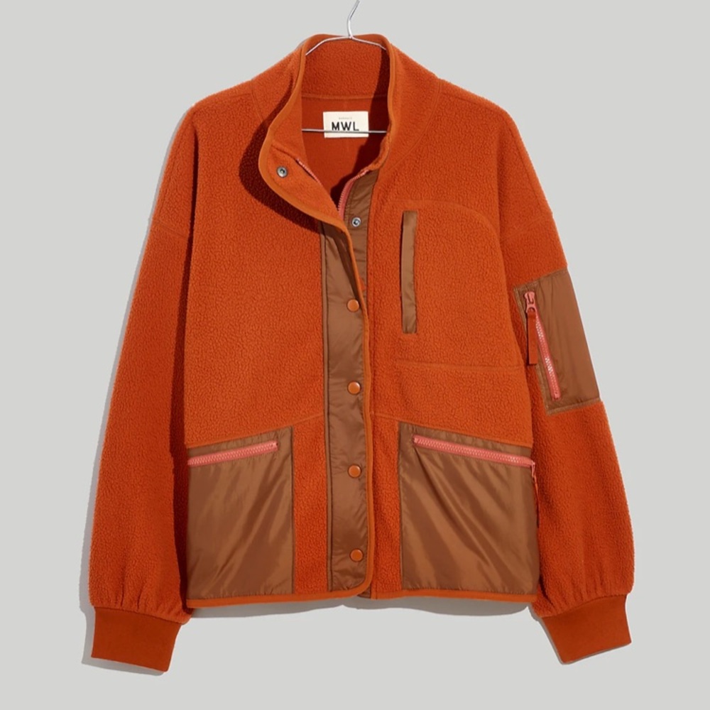 Madewell MWL (Re)Sourced Sherpa Snap Front Fleece Jacket